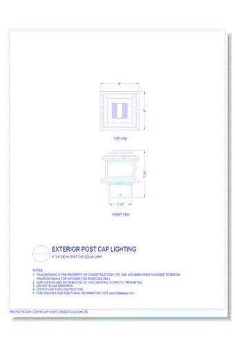 Exterior Post Cap Lighting: 6" x 6" Deck Post Cap Solar Light