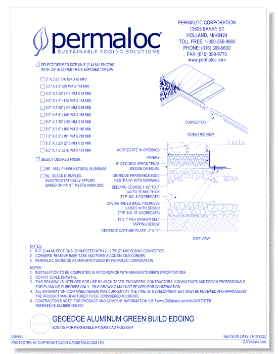 Edging for Permeable Pavers  CAD Files GE-4