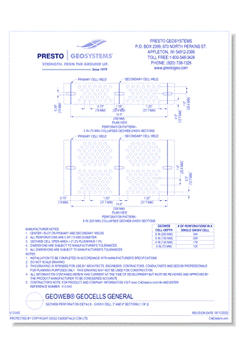 Geoweb Perforation Details - GW20V Cell, 3" and 8" Sections (1 of 2)