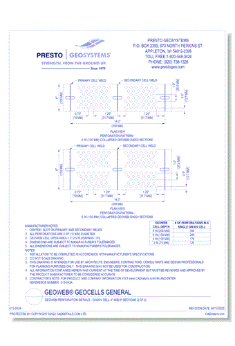 Geoweb Perforation Details - GW20V Cell, 4" and 6" Sections (2 of 2)