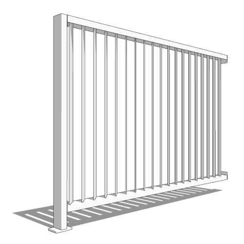 LINE Panel With One Post, 4ft High, Angled Vertical Louver Panel