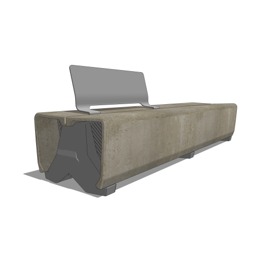 Typology Ribbon Bench, Straight, Partial Lean Back Right Side, No Arms