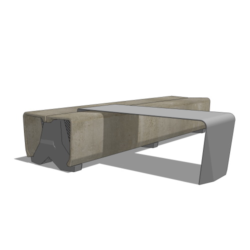 Typology Ribbon Bench, Straight, Perpendicular Surface, No Arms