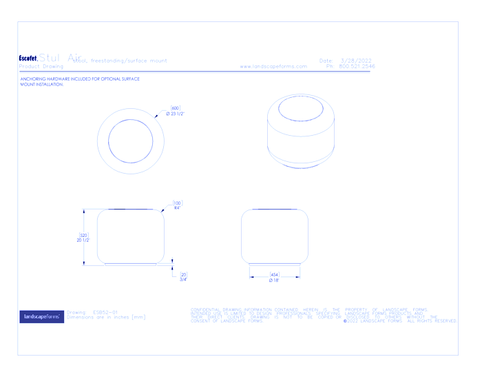 Stul Air Stool, Freestanding/Surface Mount