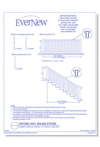 Evernew: Oxford Vinyl Railings - 10 Ft. Length (3 1/2 Ft. High)