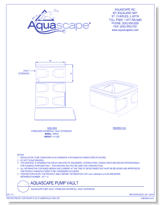 Aquascape Pump Vault: Pondless Waterfall Vault Extension