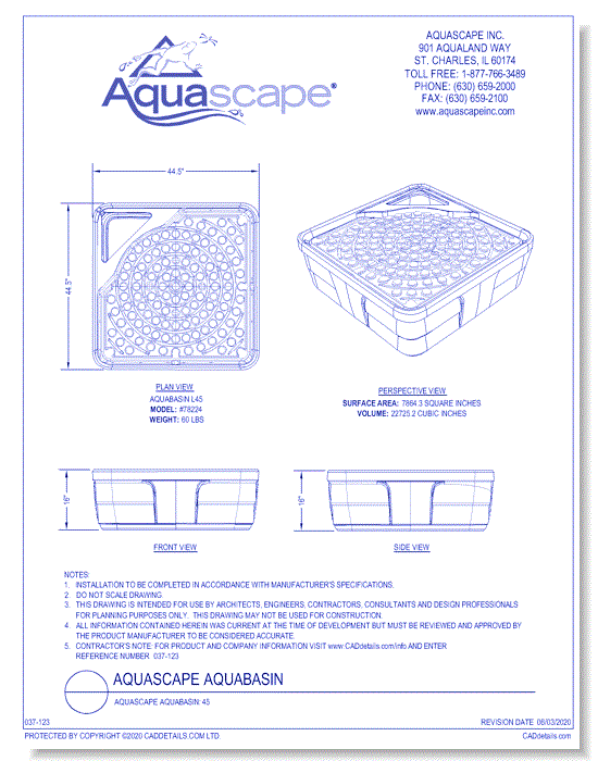 Aquascape Aquabasin 45 Aquascape Inc. CADdetails