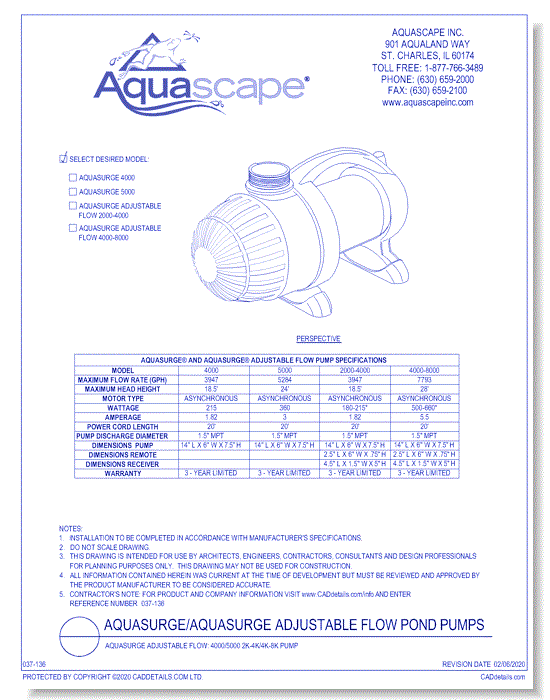 AquaSurge/AquaSurgePRO: 4000/5000 2K-4K/4K-8K Pump