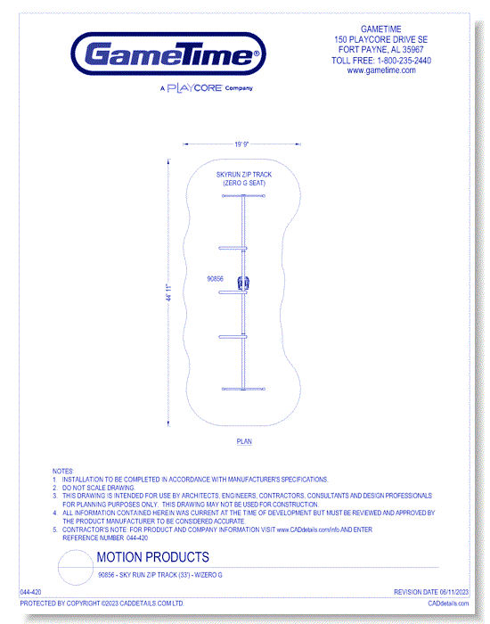 90856 - Sky Run Zip Track (33') - w/Zero G