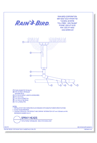Pop-Up Spray Sprinklers - RD04 with Swing Joint