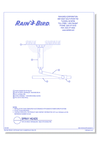 Pop-Up Spray Sprinklers - RD04 with Swing Pipe