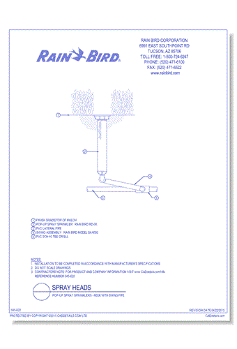 Pop-Up Spray Sprinklers - RD06 with Swing Pipe