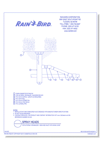 Pop-Up Spray Sprinklers - RD06 Side Inlet with Swing Joint