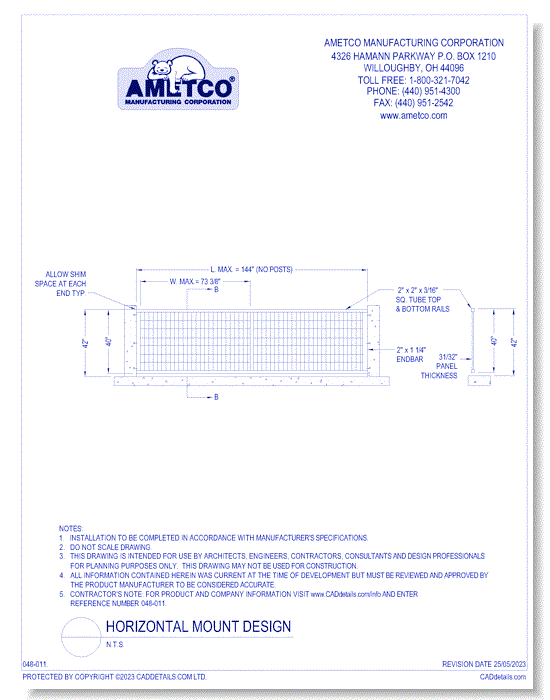 Railing Systems - Additional Ametco Design (Horizontal Mount Design)