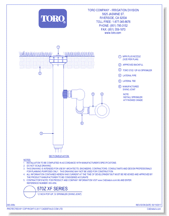 570Z XF Series 12 Inch Pop-Up, SI Sprinkler (Swing Joint)