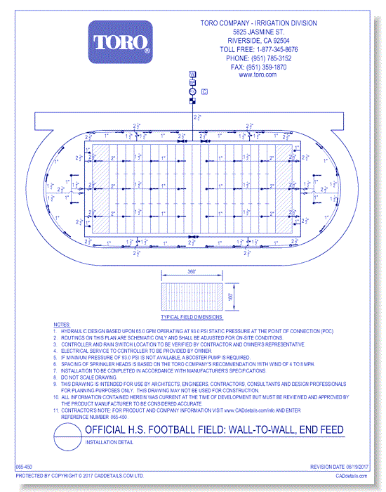 Official High School Football Field - with Track - T7 - Installation Detail