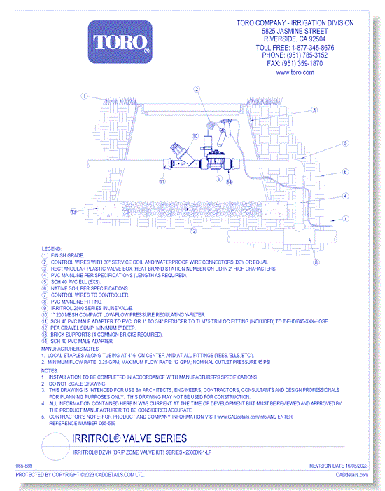 Irritrol® DZVK (Drip Zone Valve Kit) Series - 2500DK-1-LF