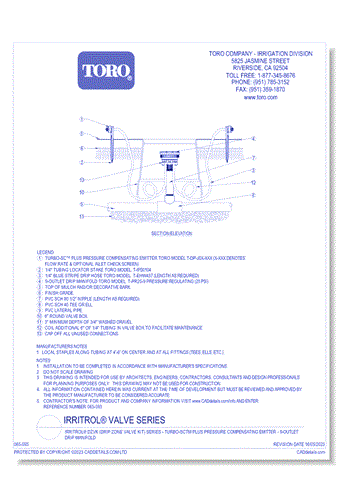 Irritrol® DZVK (Drip Zone Valve Kit) Series - Turbo-Sctm plus Pressure Compensating Emitter – 9-Outlet Drip Manifold