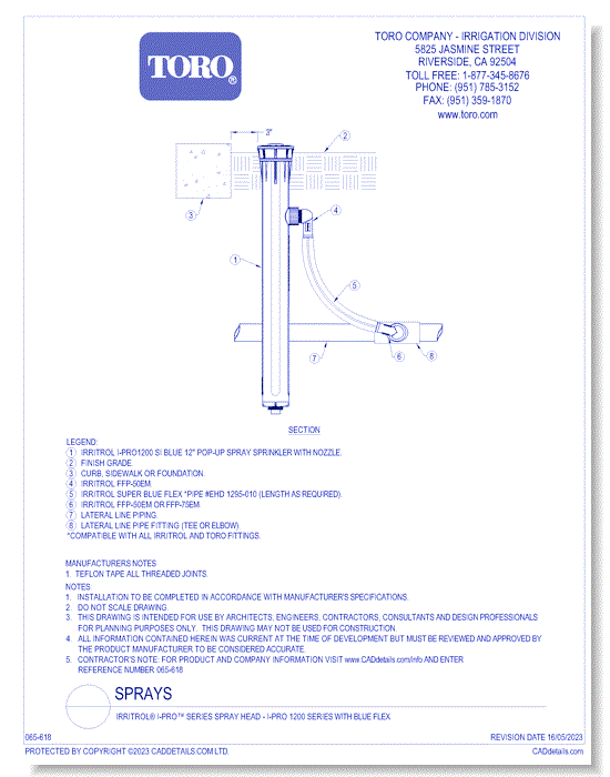 Irritrol® I-PRO™ Series Spray Head - I-PRO 1200 Series with Blue Flex