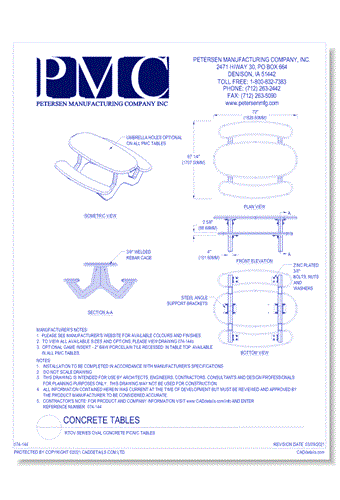 RTOV Series Oval Concrete Picnic Tables