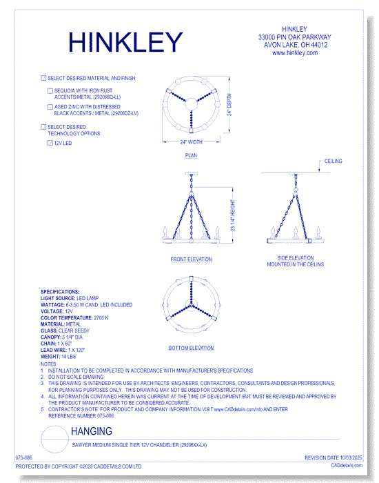 Sawyer Medium Single Tier Lighting