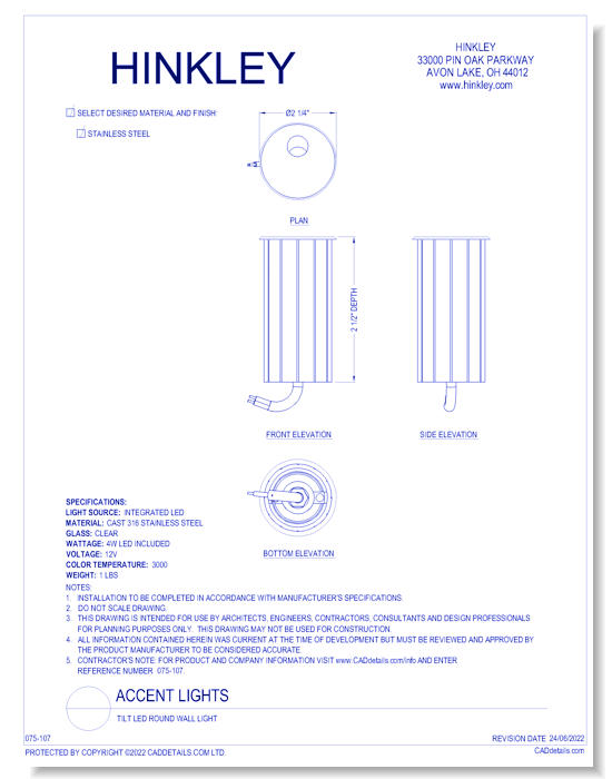 Tilt LED Round Wall Light