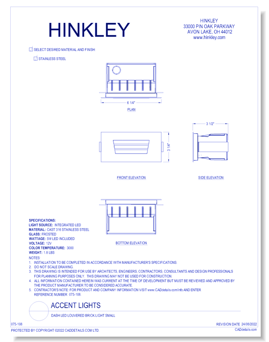 Dash LED Louvered Brick Light Small