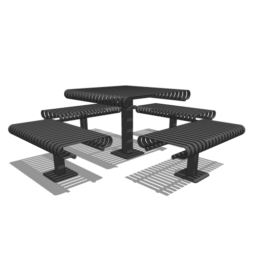 CAD Drawings BIM Models Huntco Site Furnishings Applegate Table & Benches
