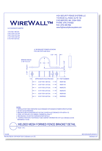 Round Post System: Welded Mesh Formed Fence Bracket Detail - Page 1 of 2