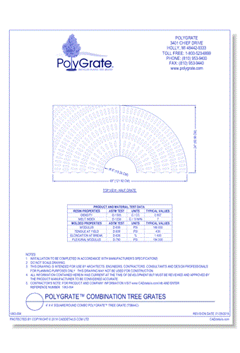 4' x 4' Square/Round Combo PolyGrate™ Tree Grate (TSB44C)
