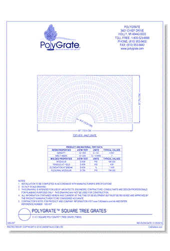 5’ x 5’ Square PolyGrate™ Tree Grate (TSB55)