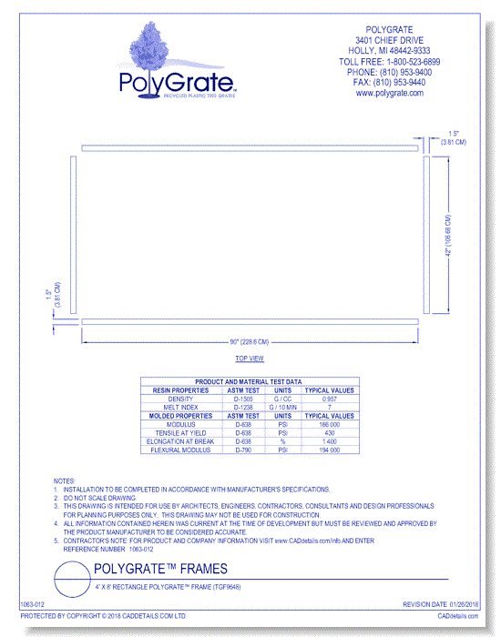 4' x 8' Rectangle PolyGrate™ Frame (TGF9648)