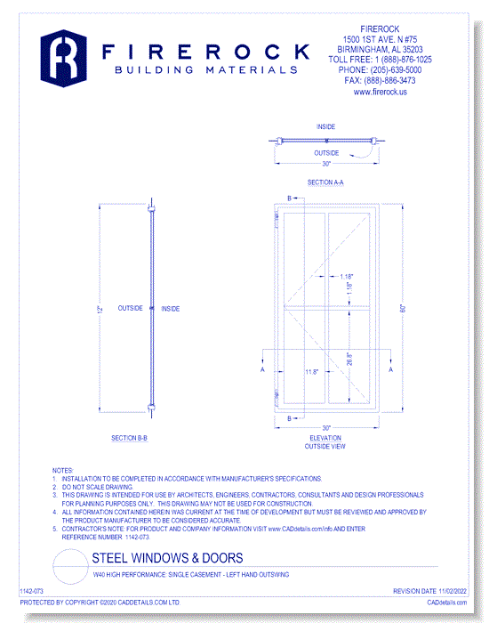 W40 High Performance: Single Casement - Left Hand Outswing