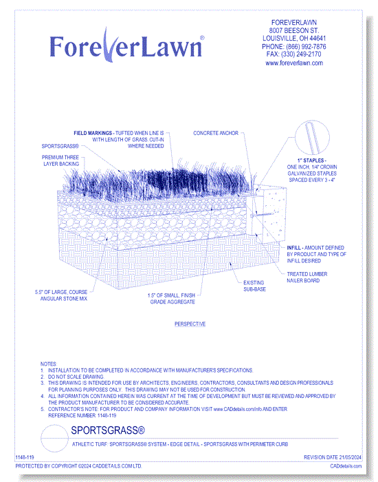 Athletic Turf: SportsGrass® System - SportsGrass With Primeter Curb