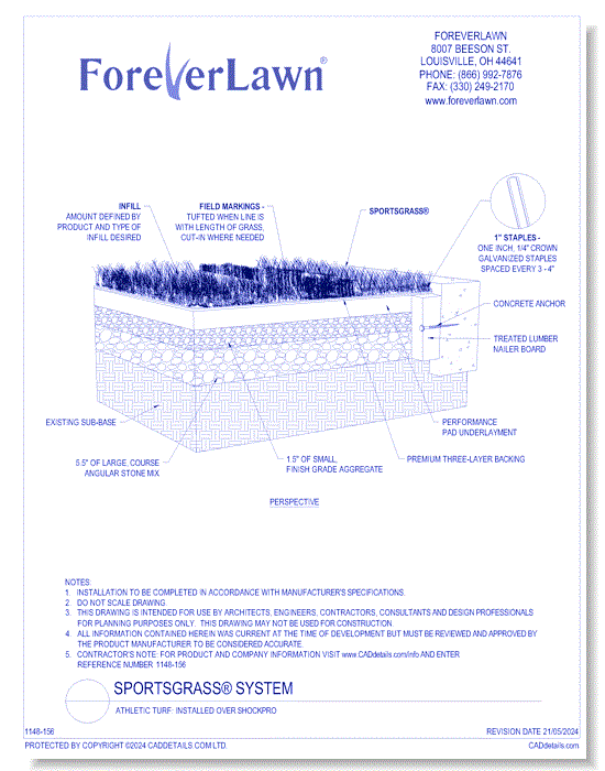 Athletic Turf: SportsGrass® System - Installed over Performance Pad