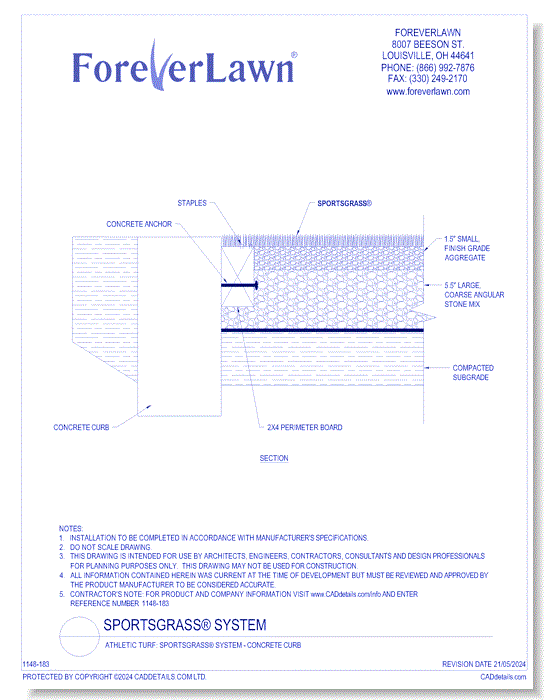 Athletic Turf: SportsGrass® System - Concrete Curb