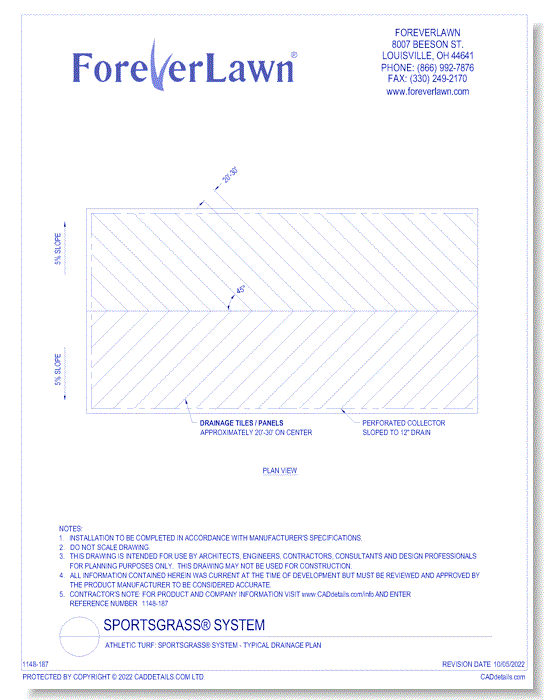 Athletic Turf: SportsGrass® System - Typical Drainage Plan