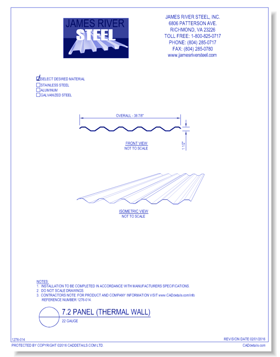 7.2 Panel (Therma Wall) - 22 Gauge