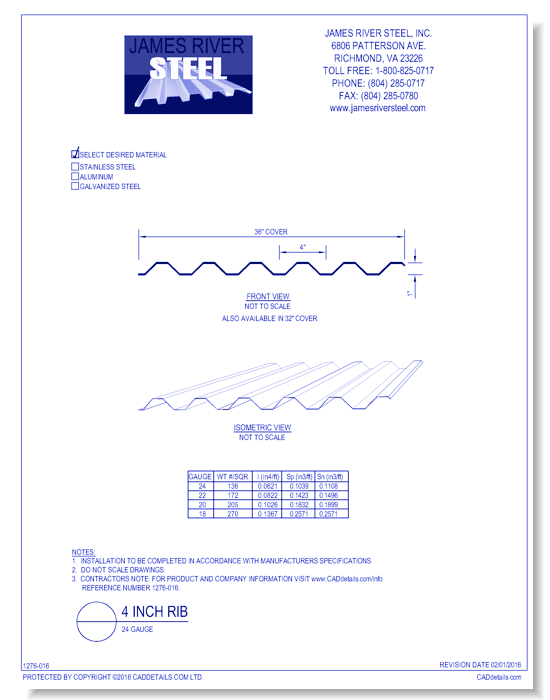 4 Inch Rib - 24 Gauge