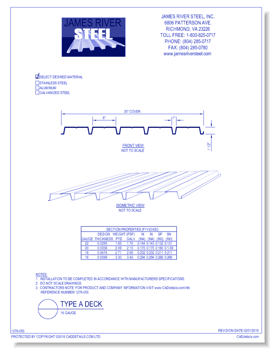 Type A Deck - 16 Gauge