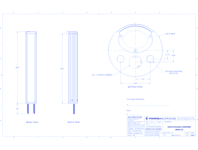 Radia Bollard, Hardwired and Solar
