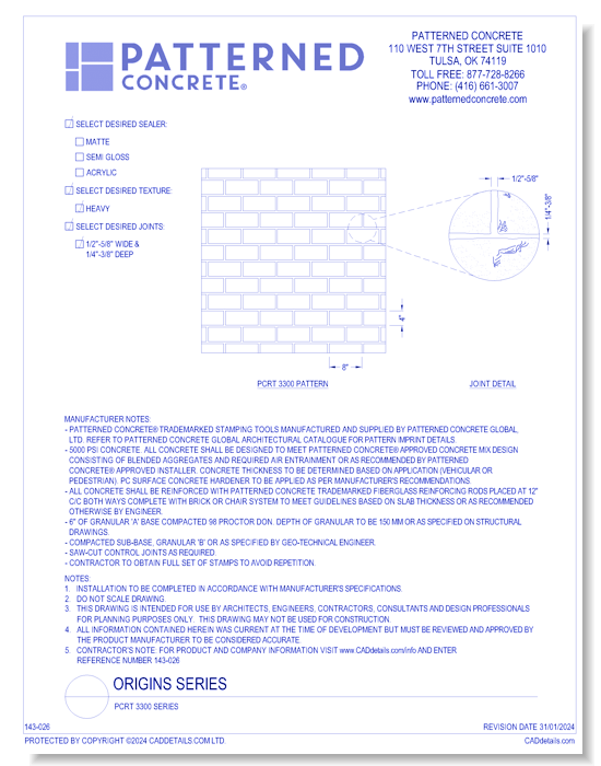 ORIGINS Classic Series: PCRT 3300 Series