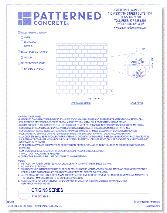 ORIGINS Classic Series: PCRT 6600 Series