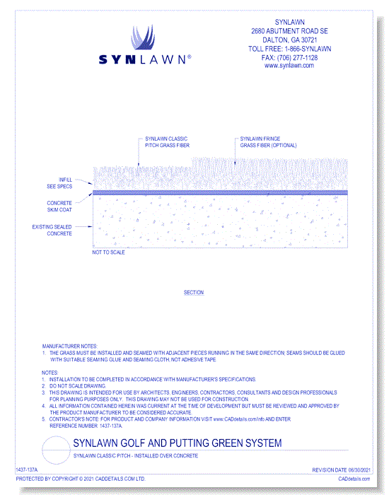 SYNLawn® Classic Pitch - Installed Over Concrete