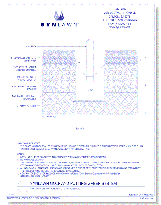 SYNLawn® Golf Cup Assembly Utilizing 12 Inch Sleeve