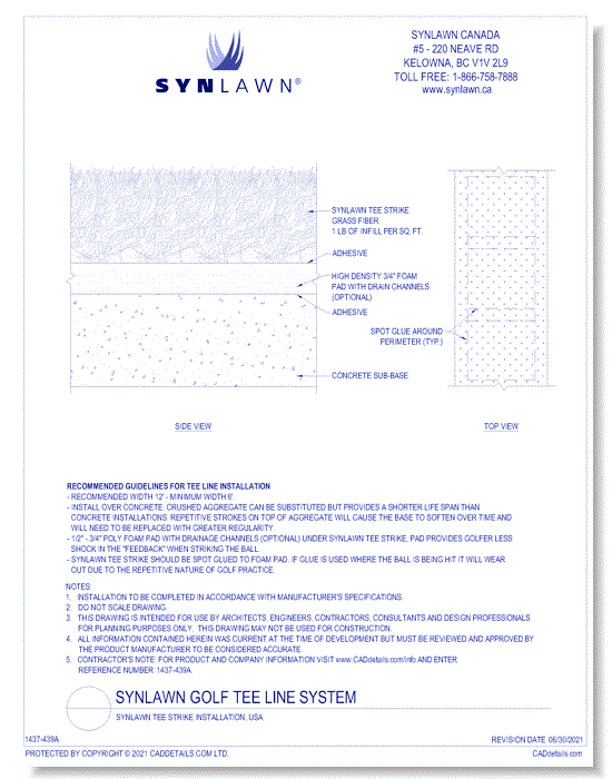SYNLawn® Tee Strike Installation, CDN