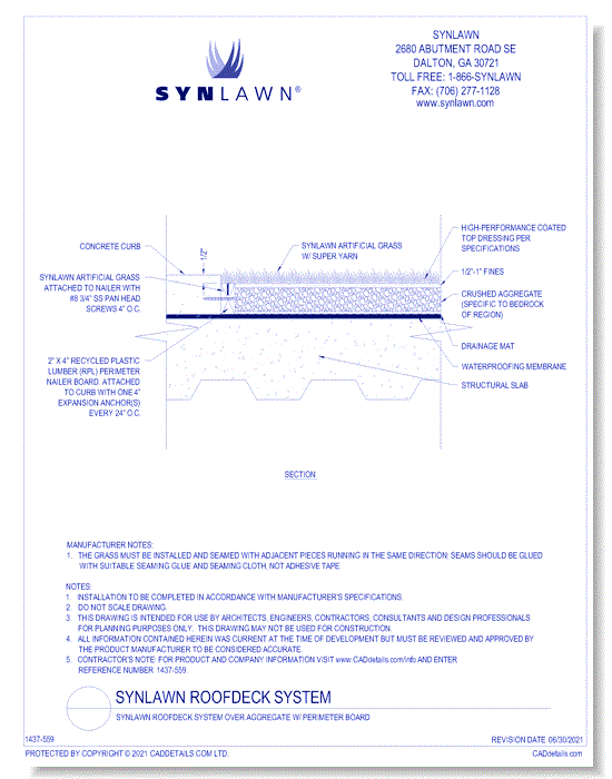 SYNLawn Roofdeck System Over Aggregate w/ Perimeter Board