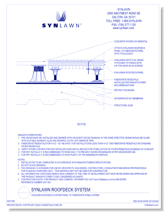 SYNLawn Roofdeck System Panel to Fibergrate Panel System