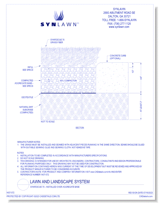 SYNFescue 70 - Installed Over Aggregate Base