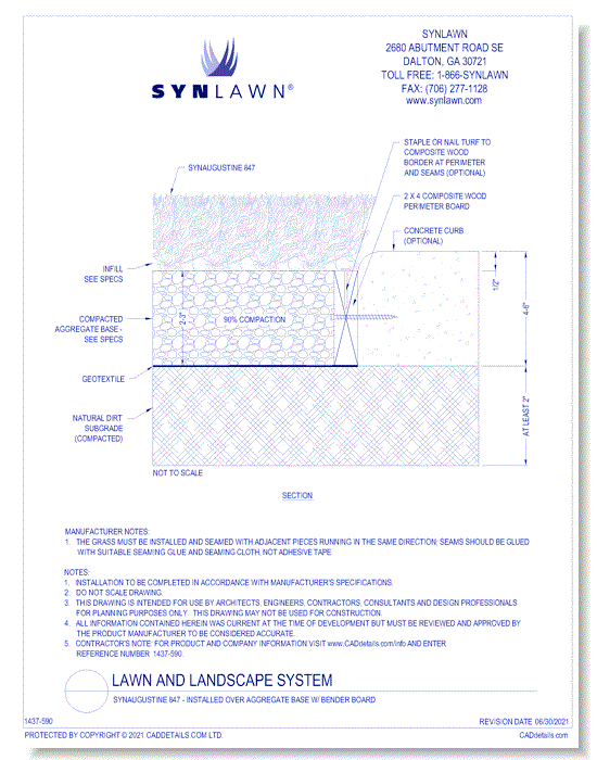 SYNAugustine 847 - Installed Over Aggregate Base w/ Bender Board